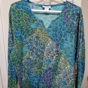 Peacock print blouse